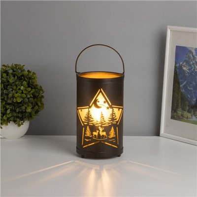 Фигурка светящаяся RISALUX «Ночной лес», LED-ночник, 3×ААА, чёрный, 12×12×20.5 см