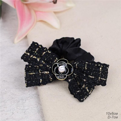Бант-резинка для волос / MZ47-7 /уп 12/ черная
