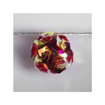 УЦЕНКА Гирлянда «Нить» 4.5 м с насадками «Цветочные шары», IP20, прозрачная нить, 15 LED, свечение красное, 220 В