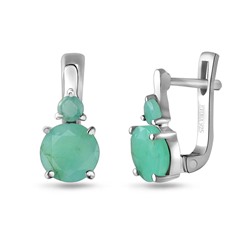 Серьги, изумруд берилл, Пиллон