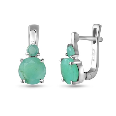 Серьги, изумруд берилл, Пиллон