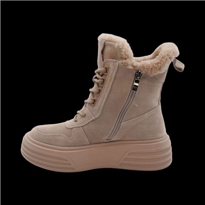 Ботинки на меху ZD24 бежевые
