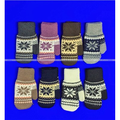 Варежки женские двойные шерстяные Снежинка арт. 6527