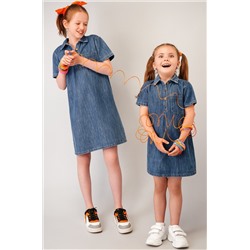 Джинсовое платье с коротким рукавом для девочки Happyfox