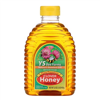 Y.S. Eco Bee Farms, Чистый клеверный мед премиального качества, 907 г