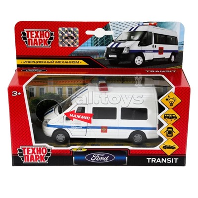 Машина металл свет-звук Ford Transit 13 см, (двери, багаж.) инерц.,