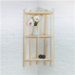 Полка для бани и сауны, 75×38×16 см, угловая, липа, 3 яруса, «Добропаровъ»