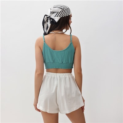 Топ укороченный женский MIST Muslin, размер L, бирюзовый