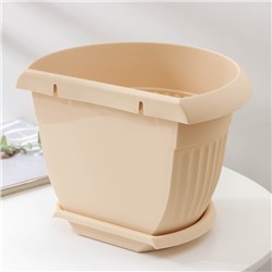 Кашпо для цветов с поддоном настенное «Ливия», 4.6 л, цвет белая глина