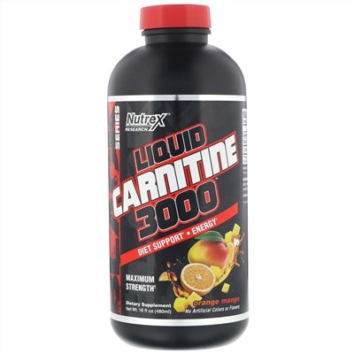 Nutrex Research, Liquid Carnitine 3000, апельсин и манго, 480 мл (16 жидк. унций)