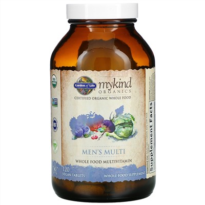 Garden of Life, MyKind Organics, мультивитамины для мужчин, 120 веганских таблеток