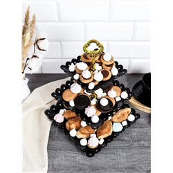 Ваза для фруктов 3-х ярусная 15/20/25 Квадрат черная / D-1265 /уп 100/ Пластик