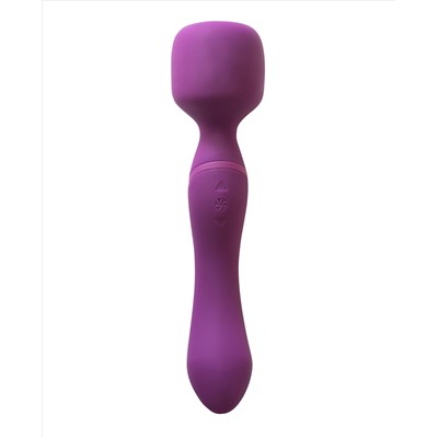 Фиолетовый двусторонний вибромассажер Heating Wand с нагревом - 22 см.