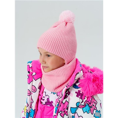 Комплект трикотажный для девочек: шапка, снуд