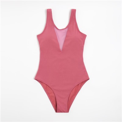 Купальник женский слитный в рубчик MINAKU однотонный цвет розовый, размер 42