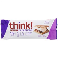 Think !, Protein+ 150 Calorie Bars, Smore's, 5 Bars, 1.41 oz (40 g) Each
