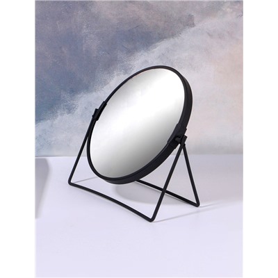 УЦЕНКА Зеркало настольное, с увеличением, двустороннее, 19.5×20 см, (16.5×19.5 см), чёрное