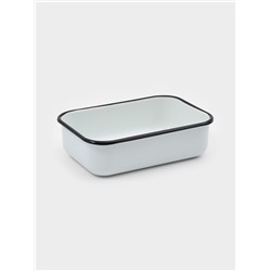 Лоток эмалированный, 1.5 л, с полиэтиленовой крышкой, без декора, белый