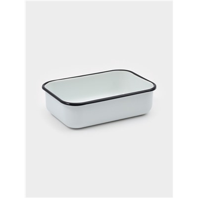 Лоток эмалированный, 1.5 л, с полиэтиленовой крышкой, без декора, белый