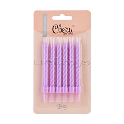 Свечи Спирали, Сиреневый, 0,7*7 + 1,3 см, 6 шт. с держат.