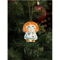 Ёлочная игрушка фарфор «Домовенок Петя», крепление петля, 9 см