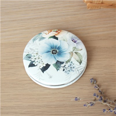 Зеркало карманное 7 см Цветы / PJ-8 /уп 12/480/