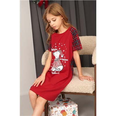 Новогодняя сорочка для девочки из хлопка Happyfox