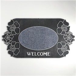 Коврик придверный Доляна «Welcome цветы», 40×70 см, цвет МИКС