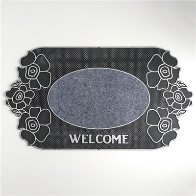 Коврик придверный Доляна «Welcome цветы», 40×70 см, цвет МИКС