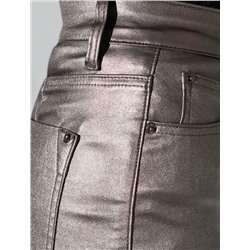 Юбка карандаш металлик средней длины с разрезом из эластичного денима