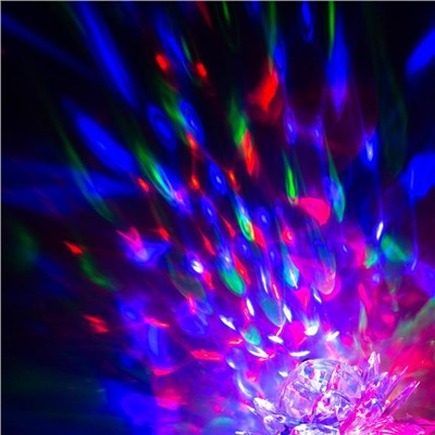 Ночник проектор «Цветок» 12.5 см, свечение RGB, 220 В, белый