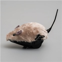 Мышь заводная меховая малая, 8.5 см, серая