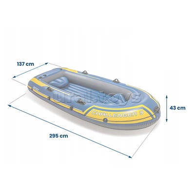 Лодка Challenger 3, 3 местная, 295 х 137 х 43 см, до 255 кг, вёсла, насос, 2 подушки, до 320 кг, МИК