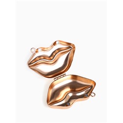 Сумка мини-клатч на магните, в форме губ, жёсткий корпус, на длинной цепочке, золотистая