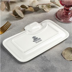 Блюдо фарфоровое прямоугольное с соусником Wilmax Teona, 20×12 см, белое