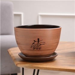 Горшок для цветов «Восток», 4 л, d=23 см, h=17 см, керамика, с поддоном, коричневый