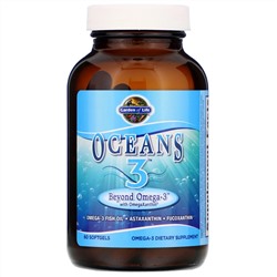 Garden of Life, Oceans 3, Beyond Omega-3 с омега-ксантином, 60 желатиновых капсул