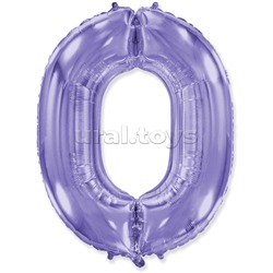 Шар (40''/102 см) Цифра, 0, Сиреневый, 1 шт. в уп.