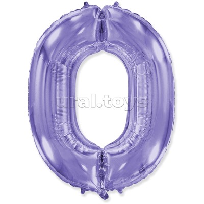 Шар (40''/102 см) Цифра, 0, Сиреневый, 1 шт. в уп.