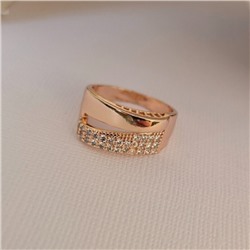 Кольцо 20 р ювелирная бижутерия коллекция "Дубай", покрытие позолота, вставка: фианит, цвет: прозрачный, арт.414.073-20