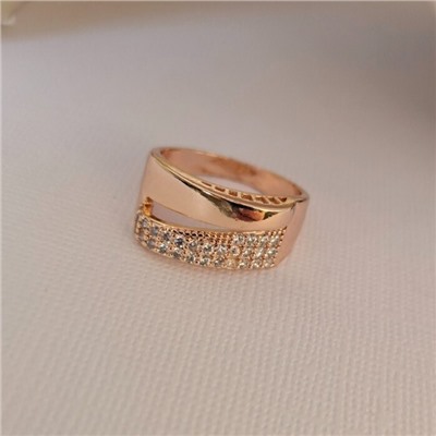 Кольцо 18 р ювелирная бижутерия коллекция "Дубай", покрытие позолота, вставка: фианит, цвет: прозрачный, арт.414.073-18