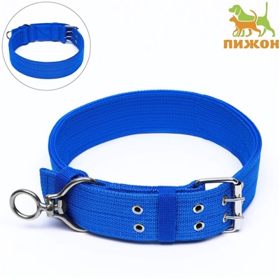 Ошейник четырехслойный с вертлюгом, 80×4.9 см, ОШ 64-74 см, полиэстер, синий