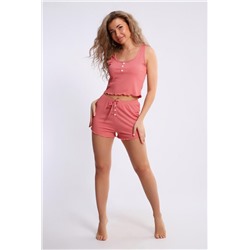 Домашняя пижама с шортами и топом 5741 (Пудровая роза)