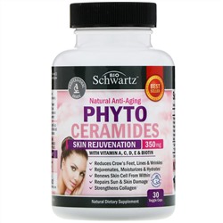 BioSchwartz, Фитокерамиды, омолаживание кожи, 350 мг, 30 растительных капсул