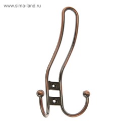 Крючок мебельный ТУНДРА TKT002, трехрожковый, медь, 4 шт. TMP