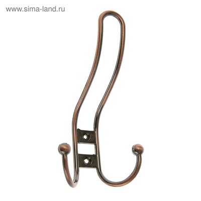 Крючок мебельный ТУНДРА TKT002, трехрожковый, медь, 4 шт. TMP