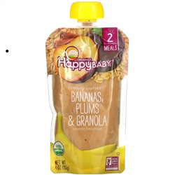 Happy Family Organics, Happy Baby, Organic Baby Food, Stage 2, Bananas, Plums & Granola, 4 oz (113 g)