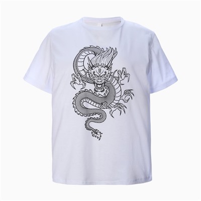 Футболка женская «Дракон», принт белый, чёрный, размер 46