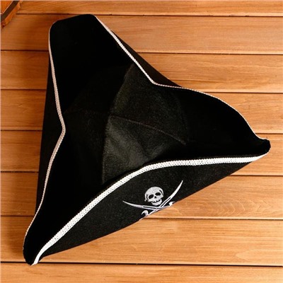 Шапка для бани и сауны «Пиратская шляпа», полиэстер, шерсть, чёрная, «Добропаровъ»