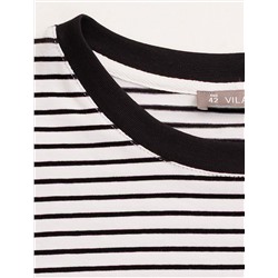Свободная футболка в черно-белую полоску с принтом из премиального хлопка с эластаном